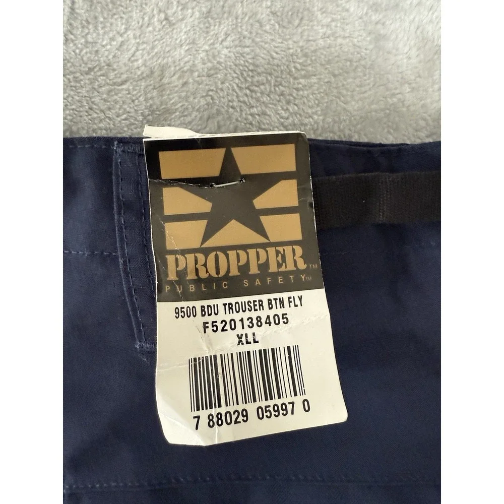 Propper Public Safety Pants Mens XL‎ Long Blue Ripstop Combat Cargo Button Fly